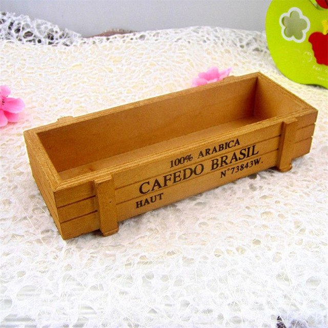 22CM Vintage Wooden Storage Box Flower bonsai
