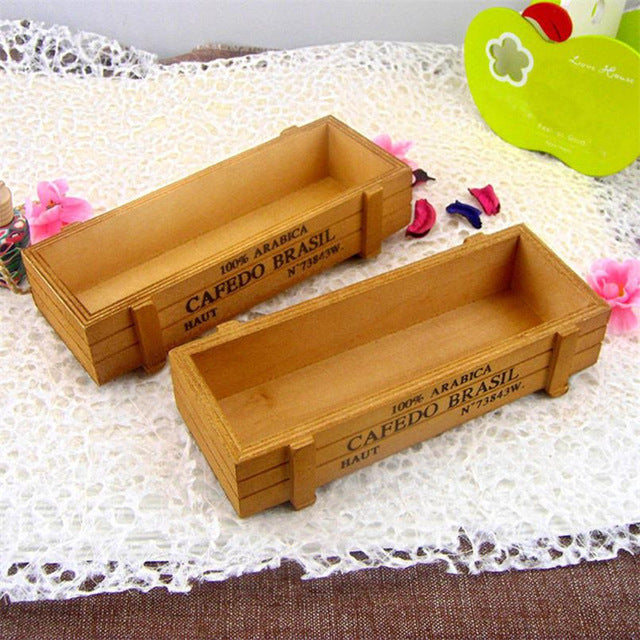 22CM Vintage Wooden Storage Box Flower bonsai